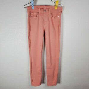 7 For All Mankind Ankle Guenivere Jeans Pink 28 Stretch Slim Fit Womens Pants